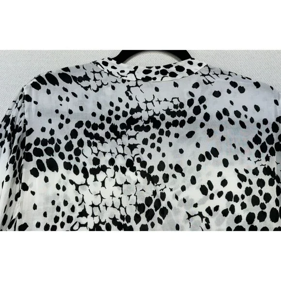 Express Womens Polka Dot Blouse Size M Black & White - Picture 11 of 11